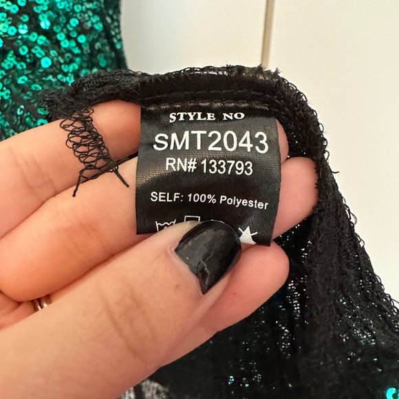 POL Blouse Womens Large Green Sparkle Sleeveless Baby Doll Sequin Shirt - Picture 4 of 11